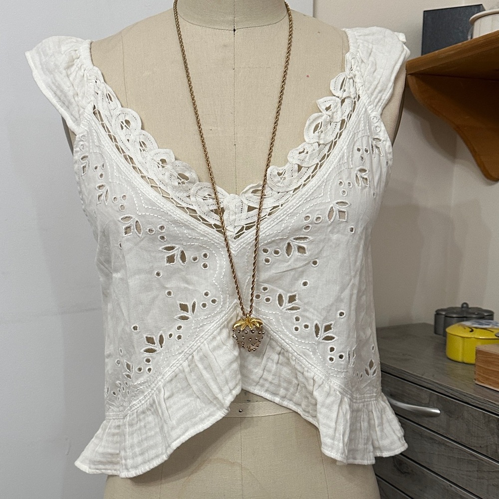 Chic White Eyelet Blouse